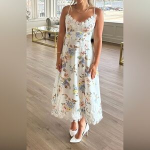 Zimmermann Lace Trim Floral Print Linen Appliquéd Picnic Dress